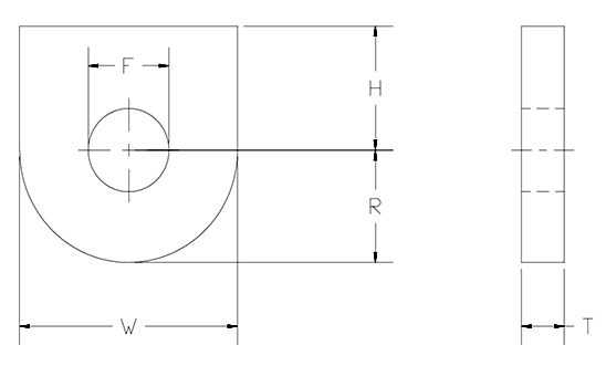 beam lug attachment one hole drawing