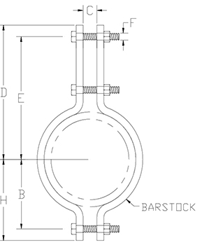 heavy duty double bolt pipe clamp drawing
