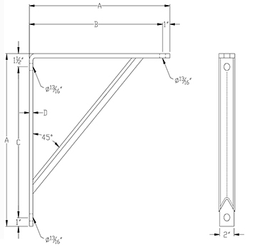 light weight steel bracket drawing