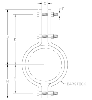 nonstandard three bolt pipe clamp drawing