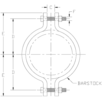 nonstandard two bolt pipe clamp drawing