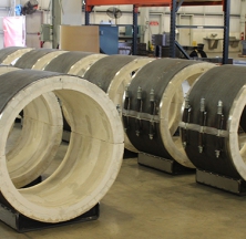 Several Calcium Silicate Pipe Supports Being Prepped for Shipping