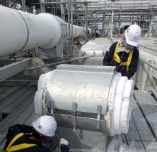 Working on a Cryogel Pipe Support in the Field